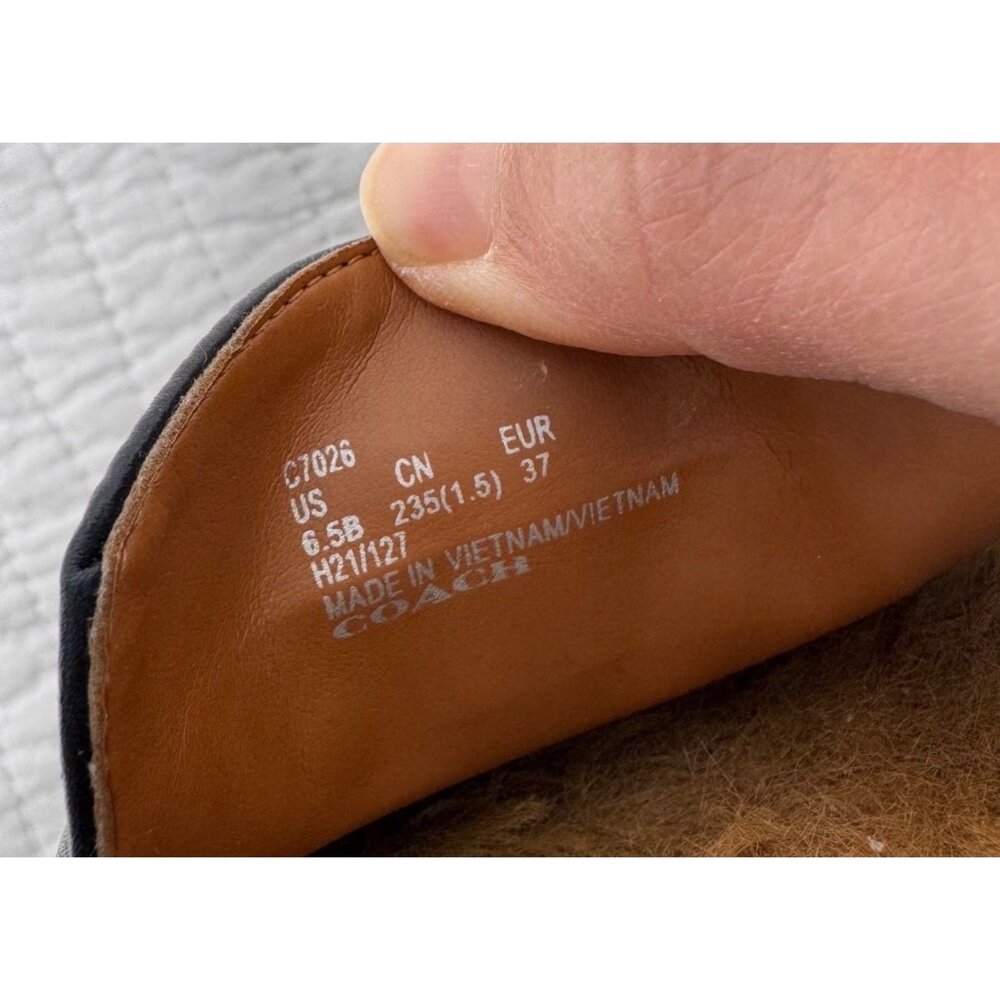 Coach Sienna Sherpa Black Leather Slip-on Slides Mules 6.5 - Picture 9 of 9